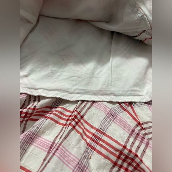 Veronica Beard Kaia White and Pink Plaid Asymmetrical Tiered Ruffle Mini Skirt. - Picture 9 of 13